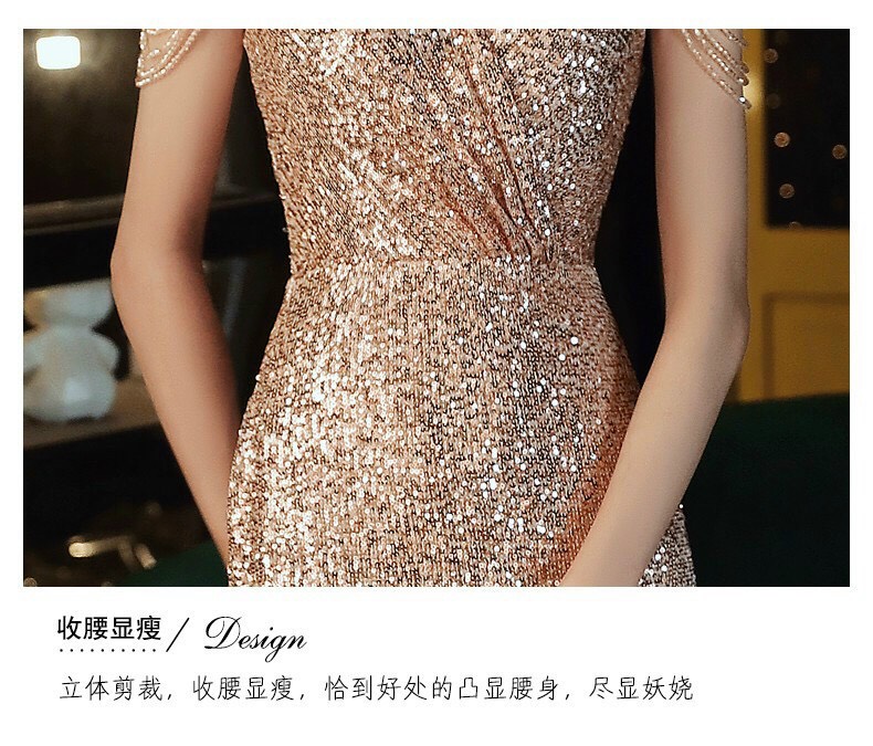 Đầm Dạ Hội Kim Sa Tay Hạt - HN946